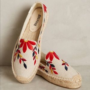 Anthropologie Soludos Embroidered Platforms